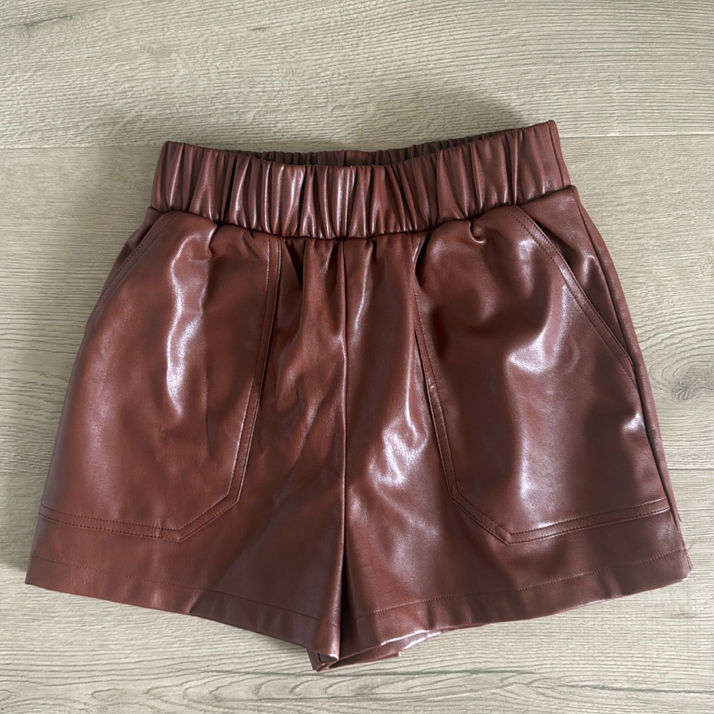 Faux Leather High Rise Shorts